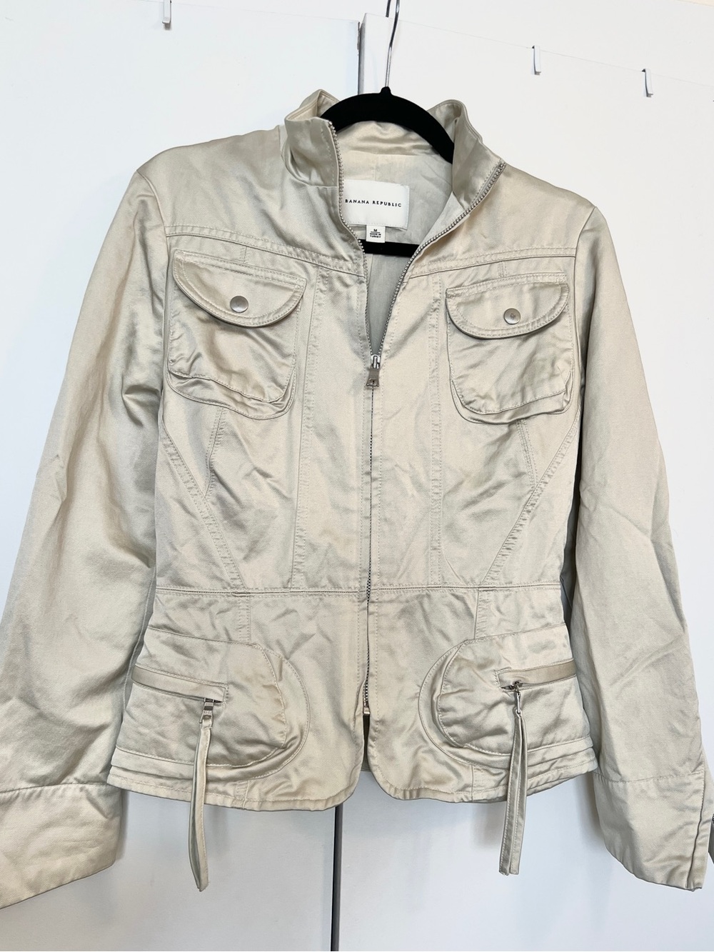Banana Republic Light Cream Utility Zip Jacket